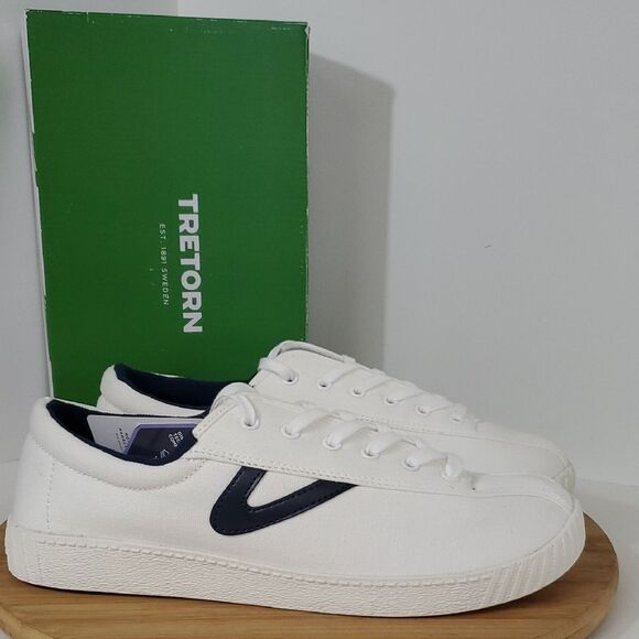 Tretorn Shoes - Tretorn NY Lite White/ Navy Canvas Sneakers Women's Size 10 NIB
